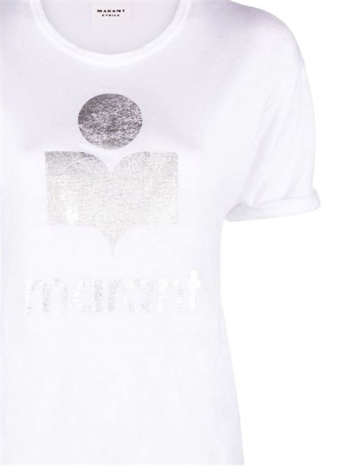 white/silver-tone white t-shirt MARANT ETOILE | TS0004FAA1N10E20WH